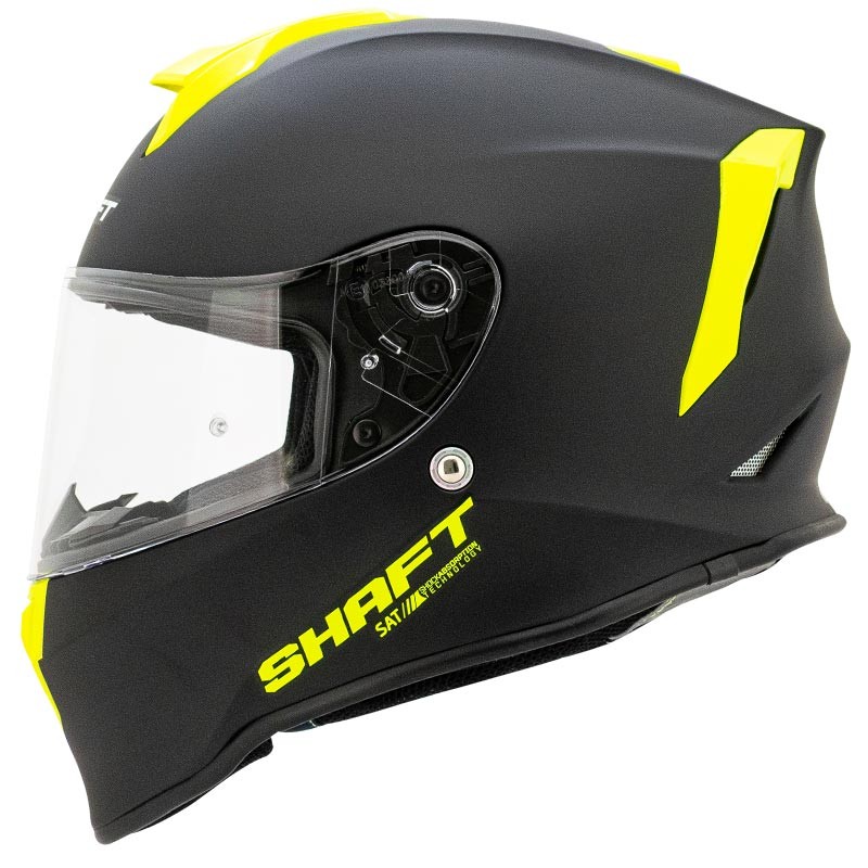 Casco Shaft 551 Solid Negro Mate Amarillo Neón Talla XL