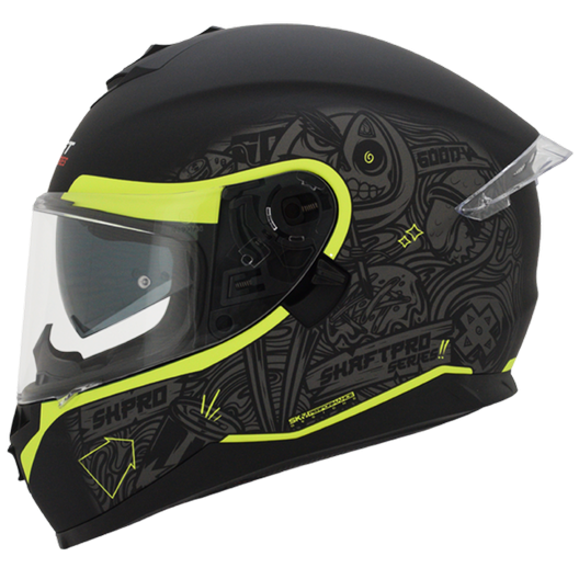Casco Shaft Pro 600-DV Nippon Negro Mate Amarillo Neon L