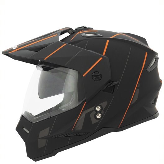 Casco HRO MX-330 Crossed Negro Mate Naranja Talla M