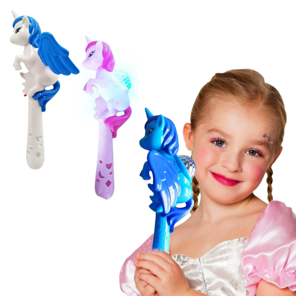 Unicornio Little Pony Cetro Luz Musical Juguete Fiestas Azul y Blanca