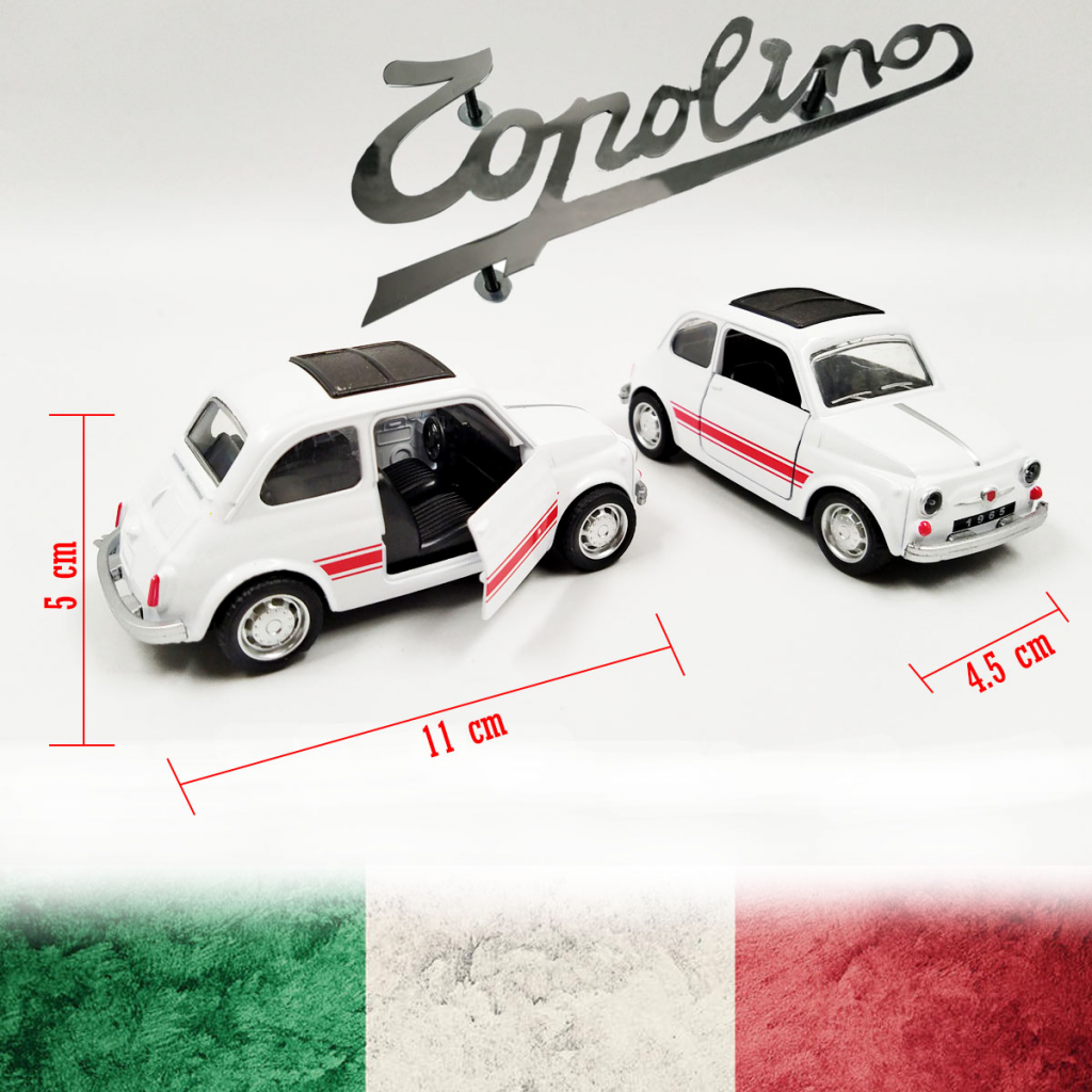 Carros Mini Blanco Cooper Fiat Topolino Escala Clásico Juguete Metálico Colección