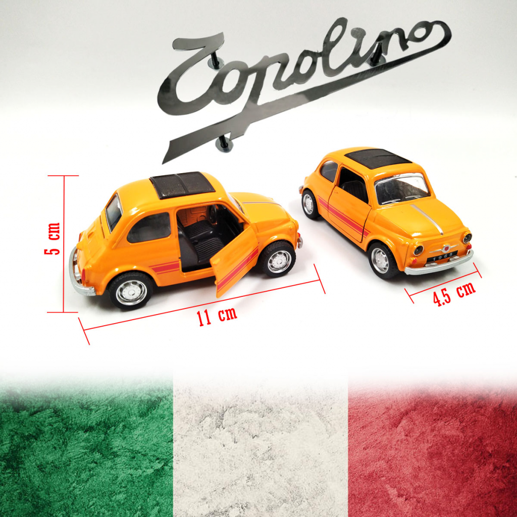 Carros Mini Naranja Cooper Fiat Topolino Escala Clásico Juguete Metálico Colección