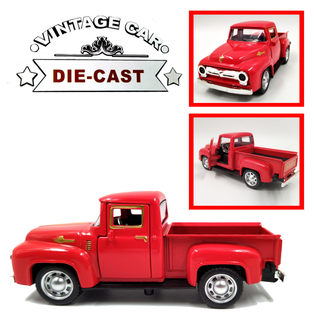Camioneta Roja Escala Clasica Juguete Metalico Pickup Jugueteria
