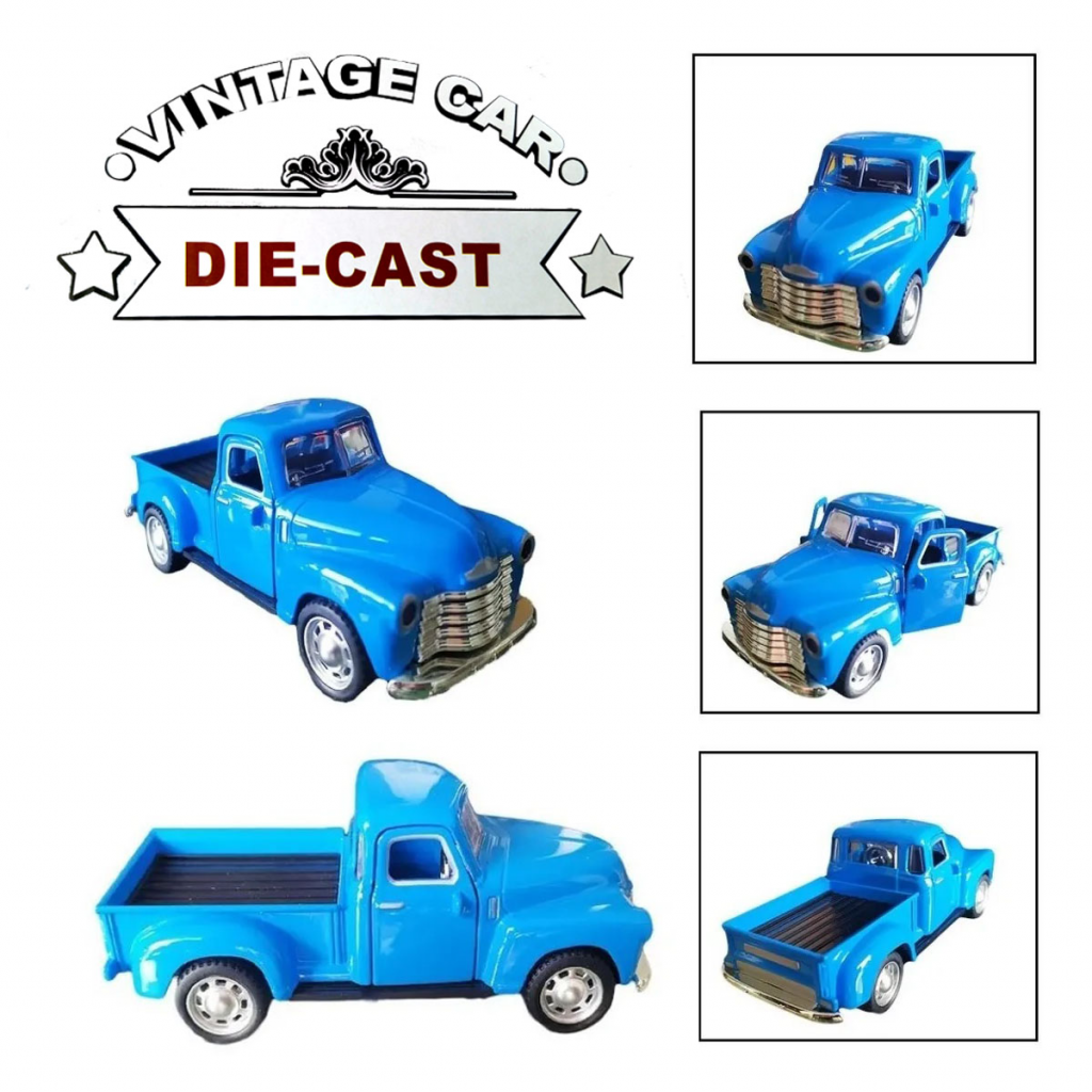 Camioneta Azul Escala Clasica Juguete Metalico Pickup Jugueteria