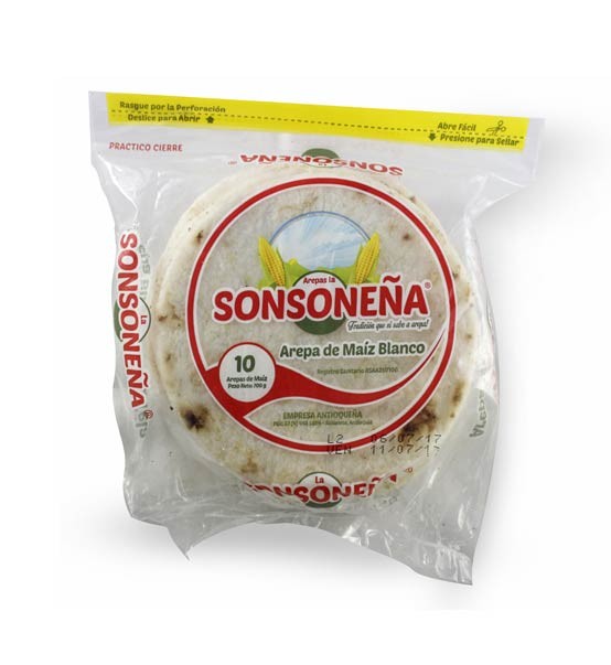 AREPA MEDIA TELA SONSONEÑA 10 UND*650GR