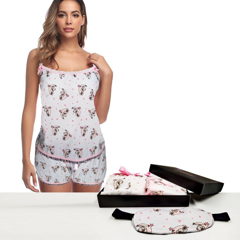 Pijama Mujer Moda Estampado Osos Pantalón Corto Dormir Dama XS