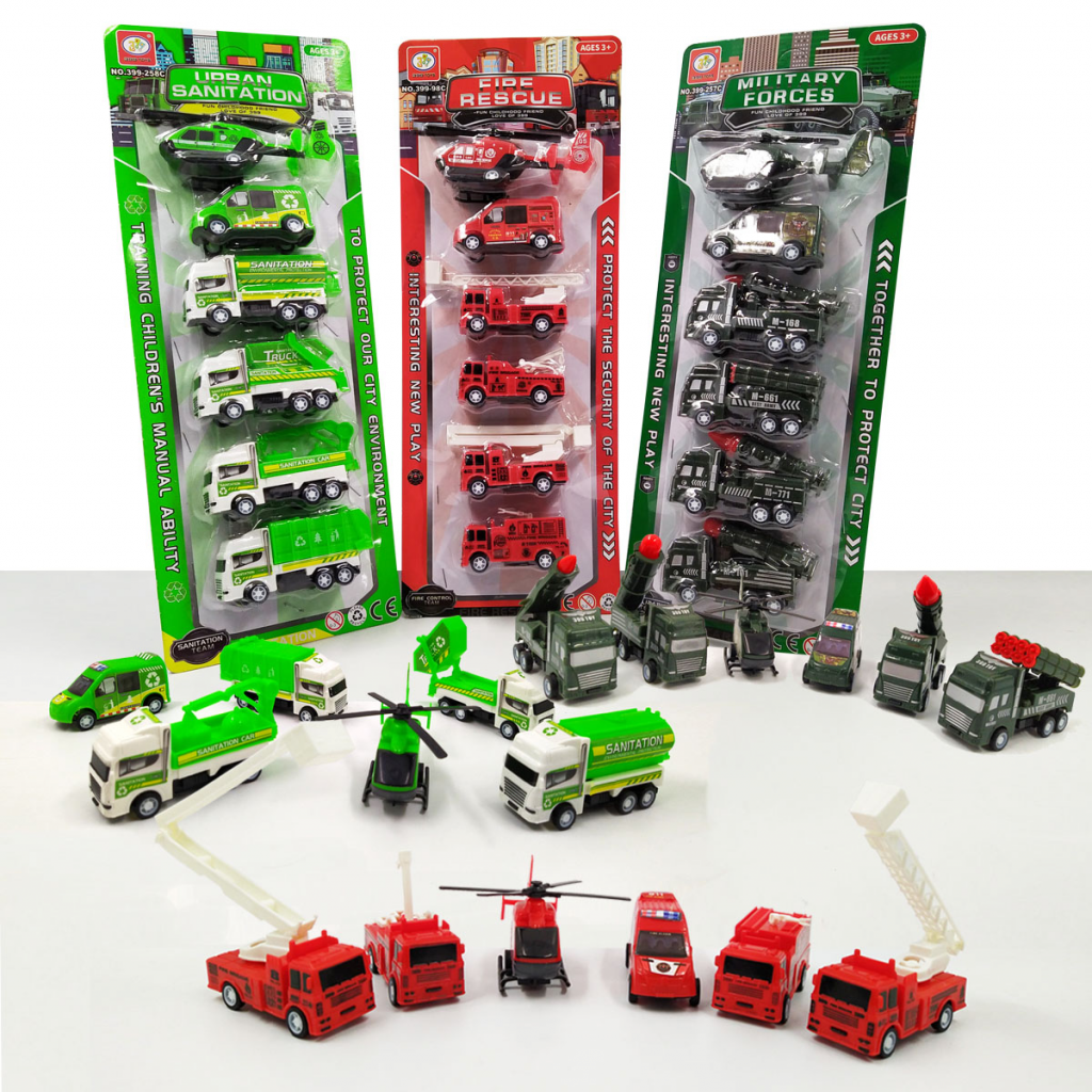 Set Coleccionable de carros Militares Bomberos Basura Infantiles