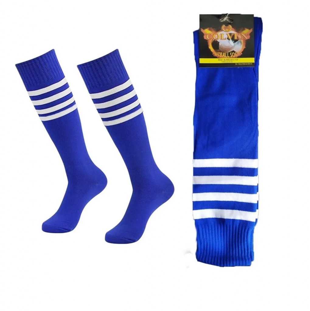 Medias Futboleras Deportivas Azul Unisex Fútbol Calcetines 10-12