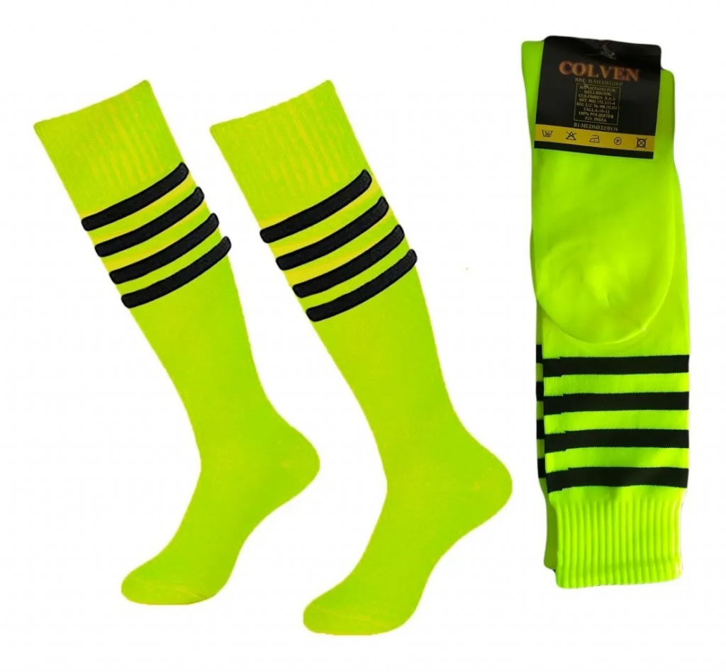 Medias Futboleras Deportivas Verde Neon Unisex Fútbol Calcetines 10-12