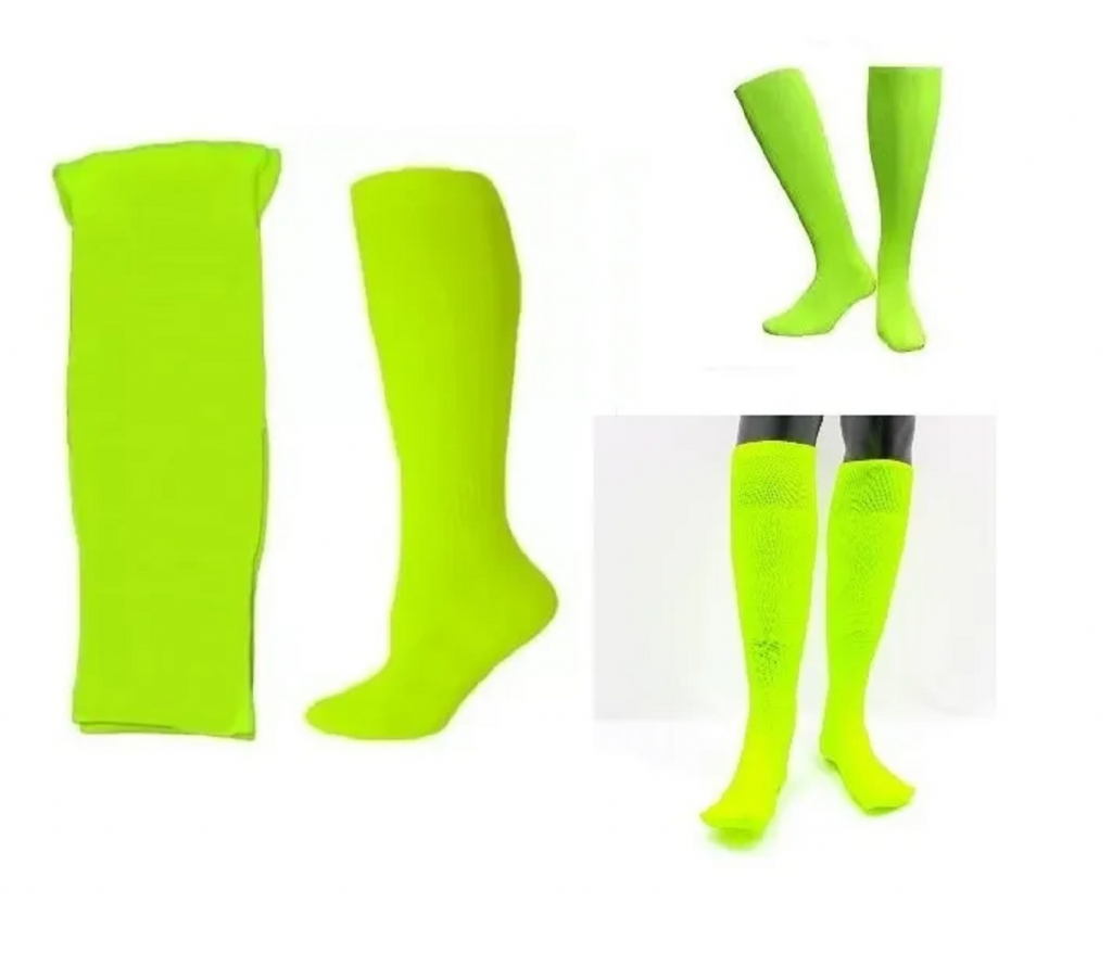 Medias Futboleras Deportivas Unicolor Verde Neon Unisex Fútbol Calcetines 10-12