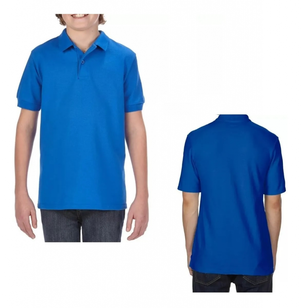 Camiseta Tipo Polo Azul Escolar Niños Vestuario