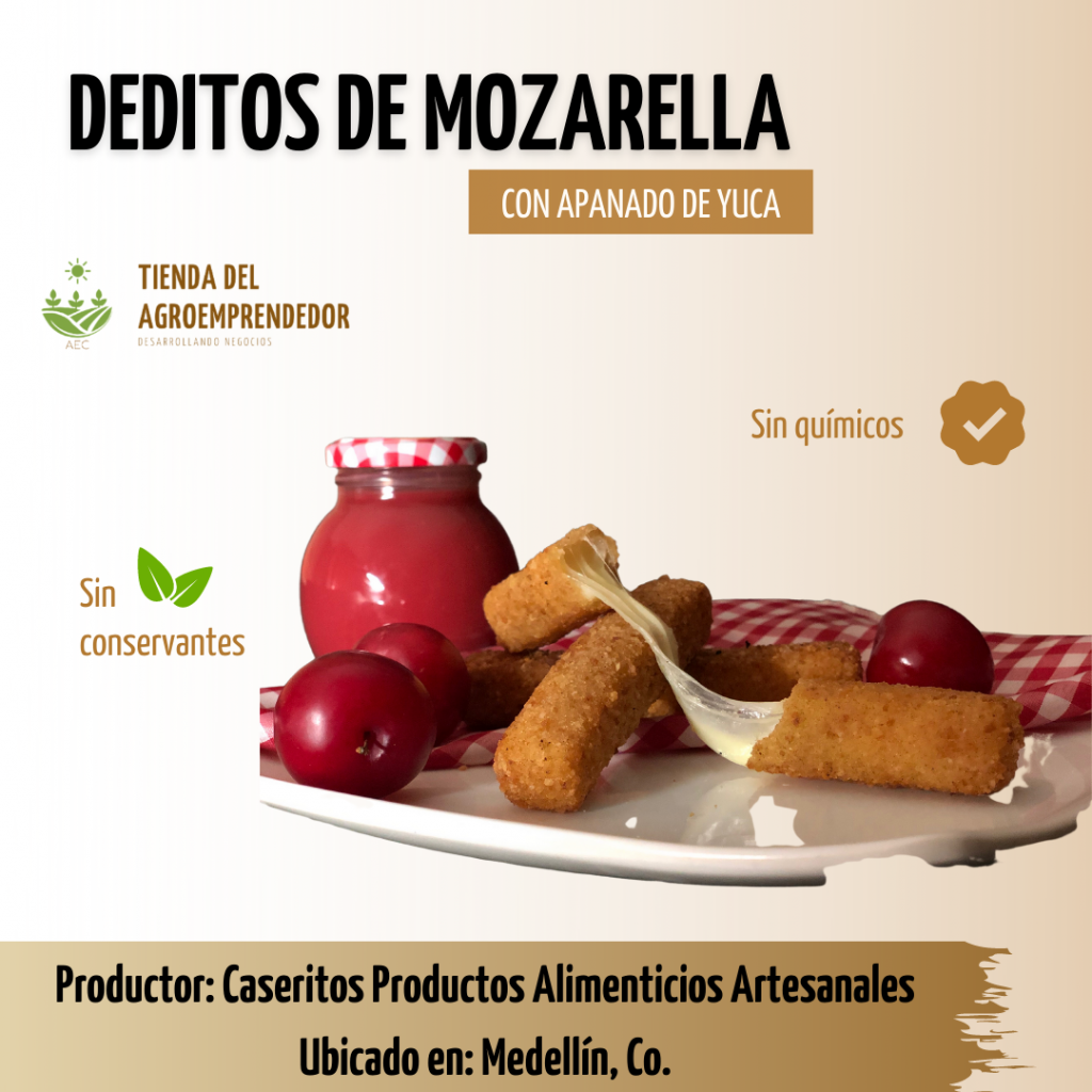 Deditos de Mozarella con apanado de Yuca