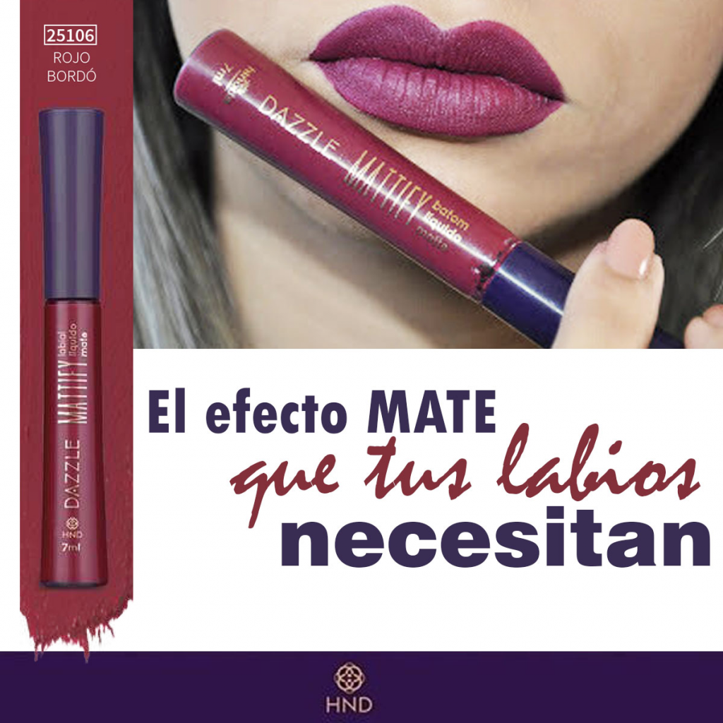 Labial Liquido Mate Bordo HND Maquillaje Belleza Labios