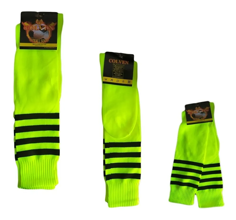 Medias Futboleras Deportivas Verde Neon Unisex Fútbol Calcetines 10-12
