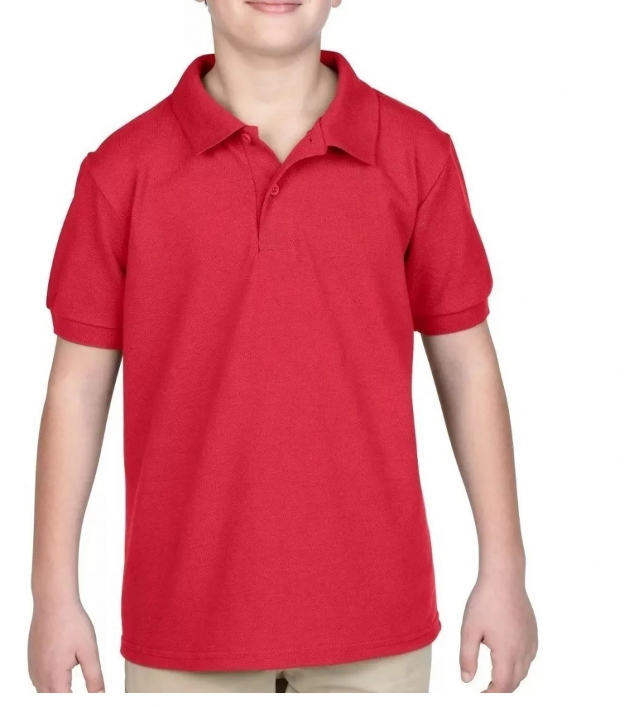 Camiseta Tipo Polo Roja Camisas Escolar Deporte Niños Uniforme