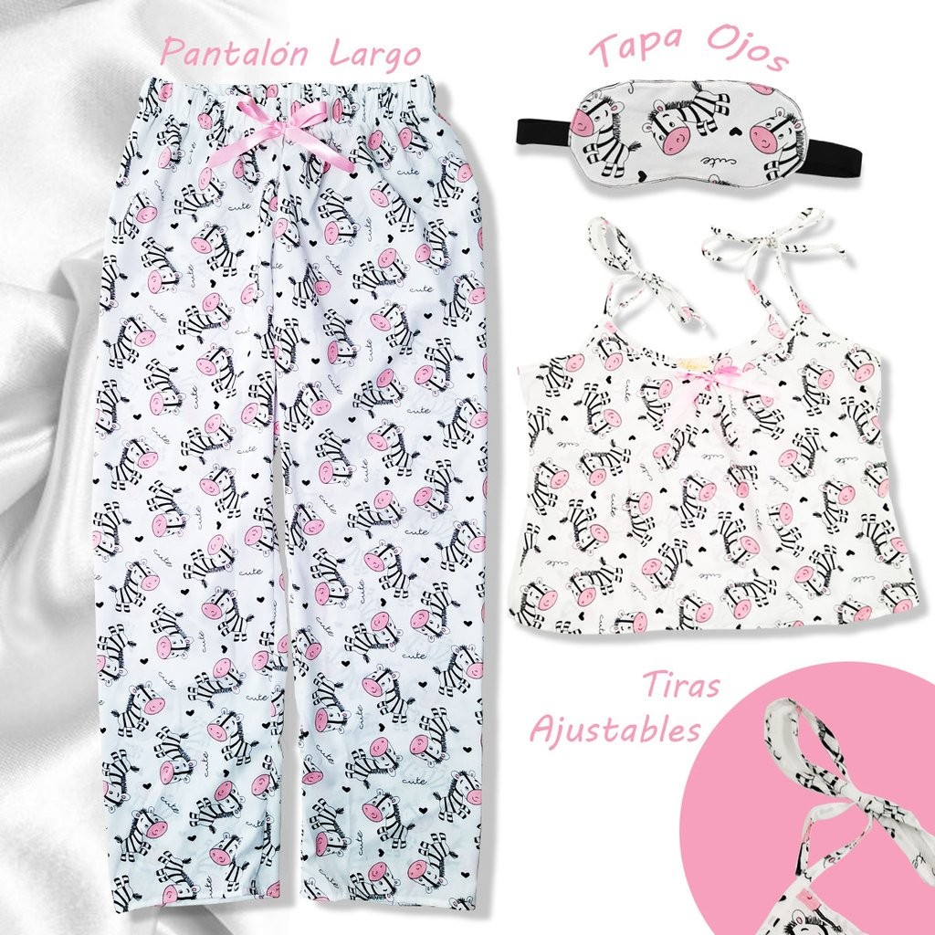 Pijama Mujer Moda Estampado Cebra Pantalón Largo Dormir Dama L