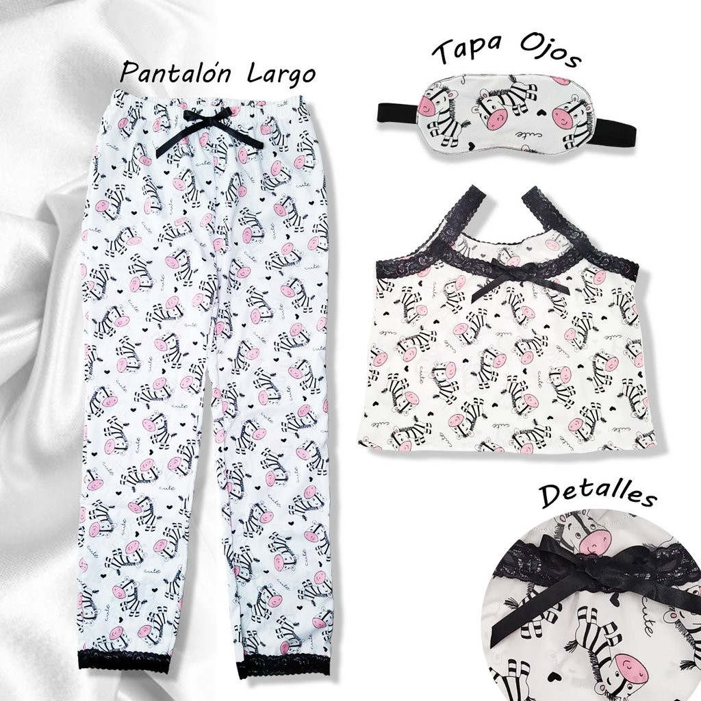 Pijama Mujer Moda Estampado Cebra N Pantalón Largo Dormir Dama XL