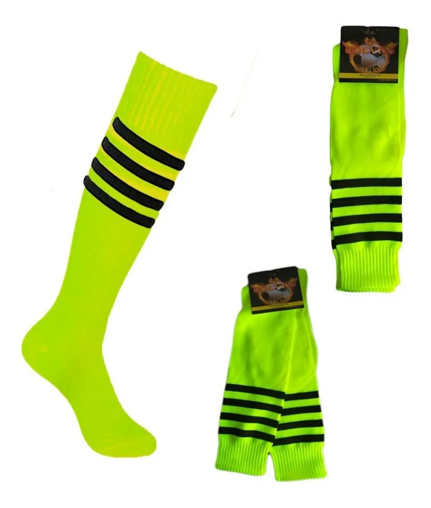 Medias Futboleras Deportivas Verde Neon Unisex Fútbol Calcetines 10-12