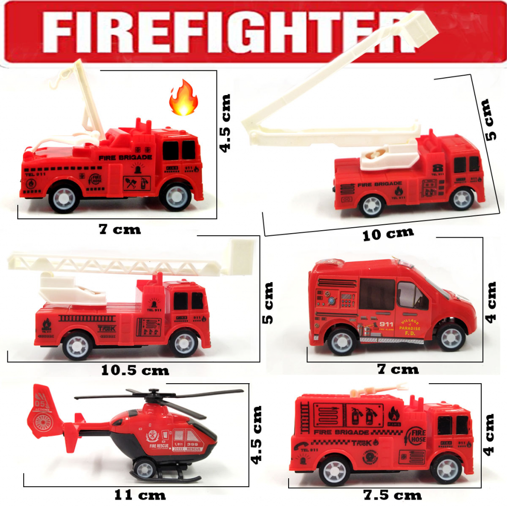 Set Carros Bomberos Escala Juguete Vehículos Juguetería