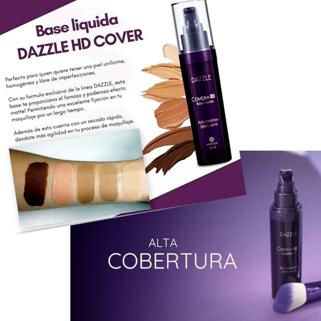 Base Liquida Dazzle HD Cover Maquillaje Dama Tono Medio 2