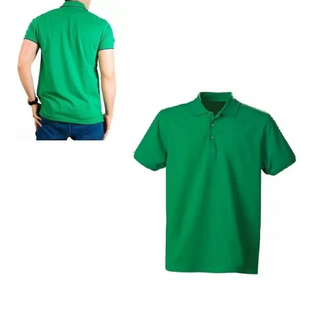 Camiseta Tipo Polo Verde Camisas Escolar Deporte Niños Uniforme