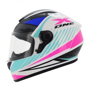 Casco Integral X-one 500 GT Acord Blanco Brillo Terquesa Talla M