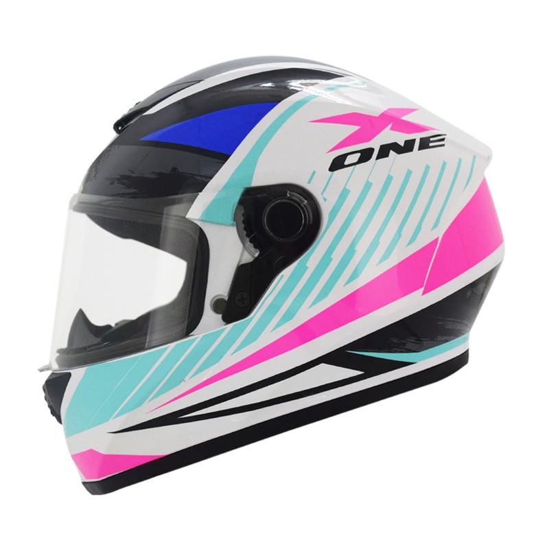 Casco Integral X-one 500 GT Acord Blanco Brillo Terquesa Talla S