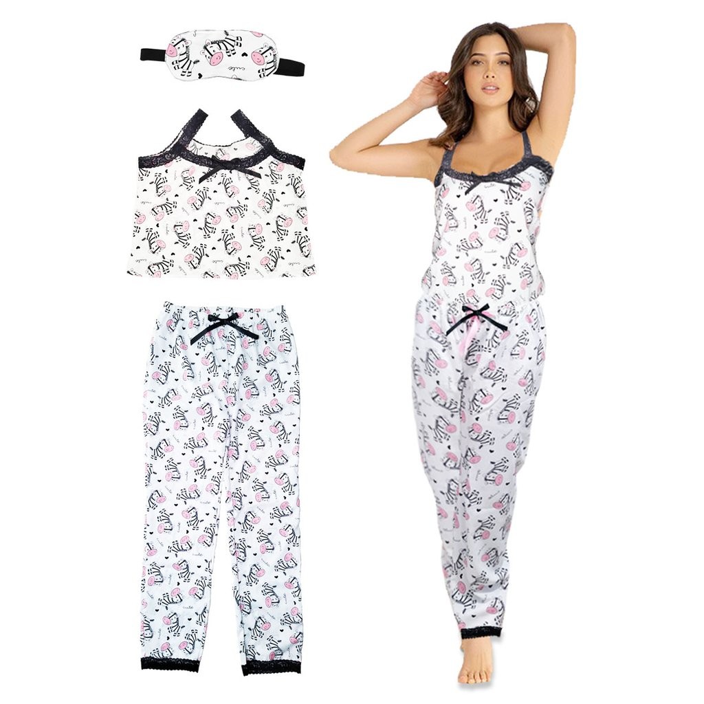 Pijama Mujer Moda Estampado Cebra N Pantalón Largo Dormir Dama XL