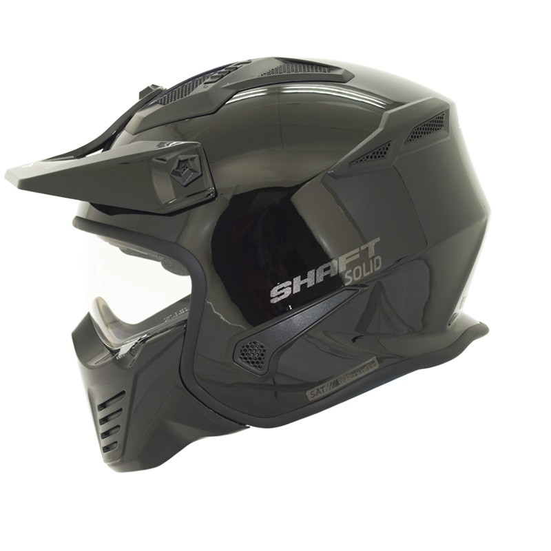 Casco Abierto SHAFT 225 Pilot Solid Certificado Negro Brillo Talla XL