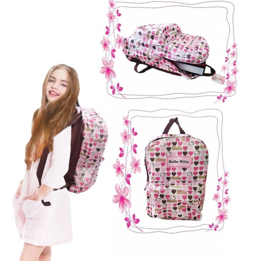 Bolso Grande Hello Kitty Morral Niñas Escolar Viajero