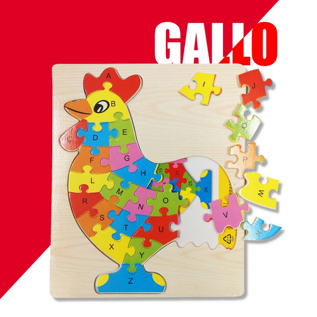 ROMPECABEZAS MADERA ANIMALES GALLO DIDÁCTICOS JUGUETERÍA NIÑOS