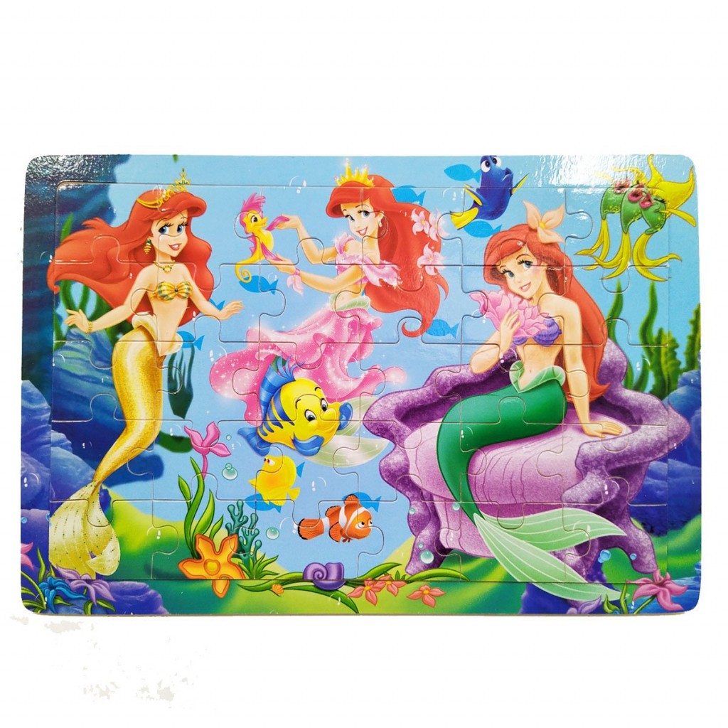 ROMPECABEZAS MADERA PERSONAJES LA SIRENITA JUGUETERÍA NIÑOS NIÑAS