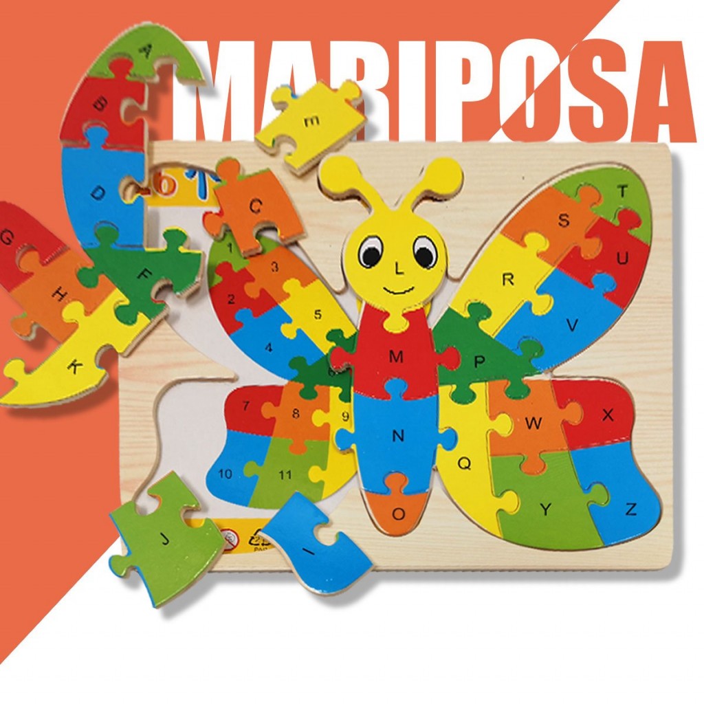 ROMPECABEZAS ANIMALES MARIPOSA ABC DIDÁCTICO JUGUETERÍA APRENDIZAJE