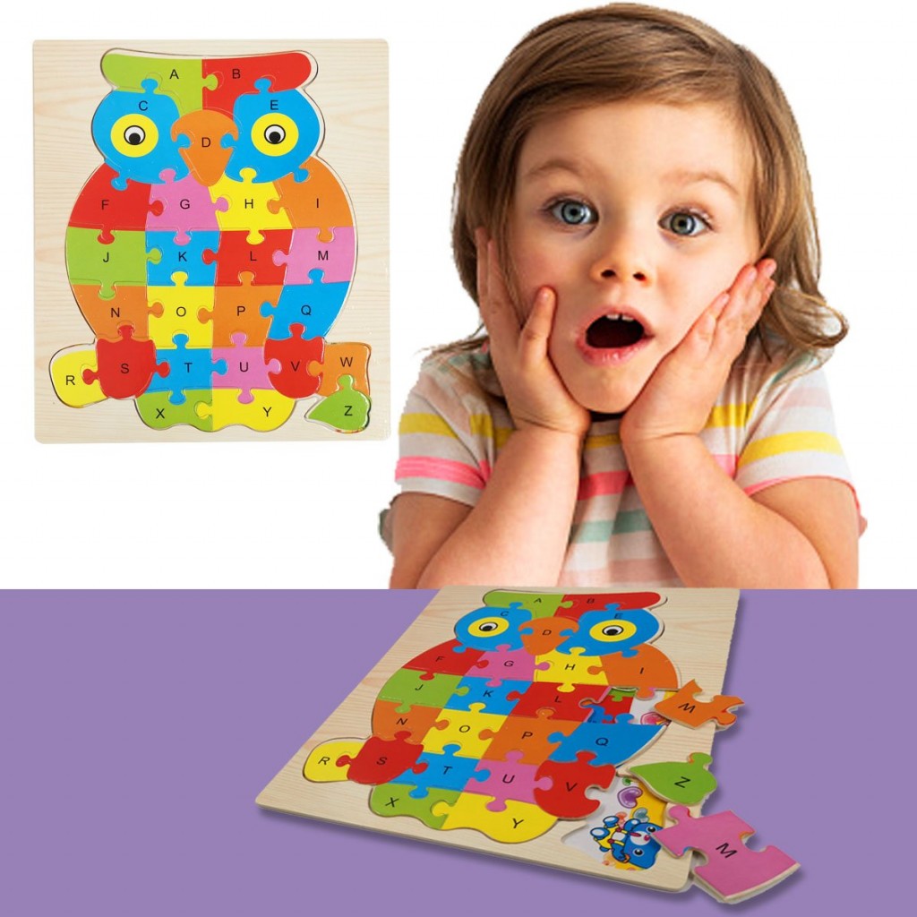 ROMPECABEZAS ANIMALES BUHO ABC DIDÁCTICO JUGUETERÍA APRENDIZAJE