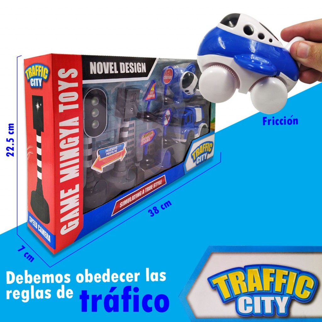 SET VEHÍCULOS SEÑALES TRANSITO JUGUETE CARROS JUGUETERÍA LUZ