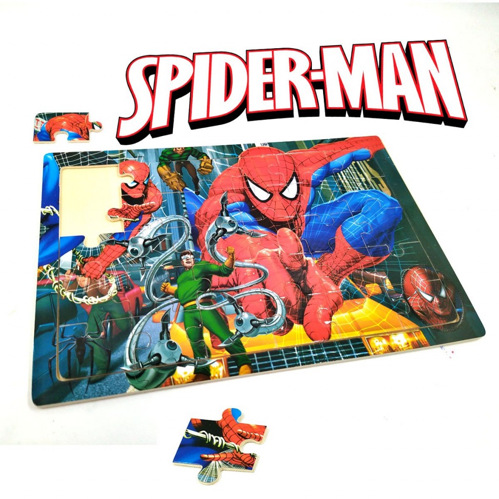 ROMPECABEZAS MADERA PERSONAJES SPIDERMAN DIDÁCTICOS JUGUETERÍA NIÑOS
