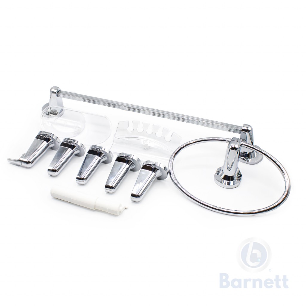ACCESORIOS PARA BAÑO CROMADO PLASTICO 6 PIEZAS