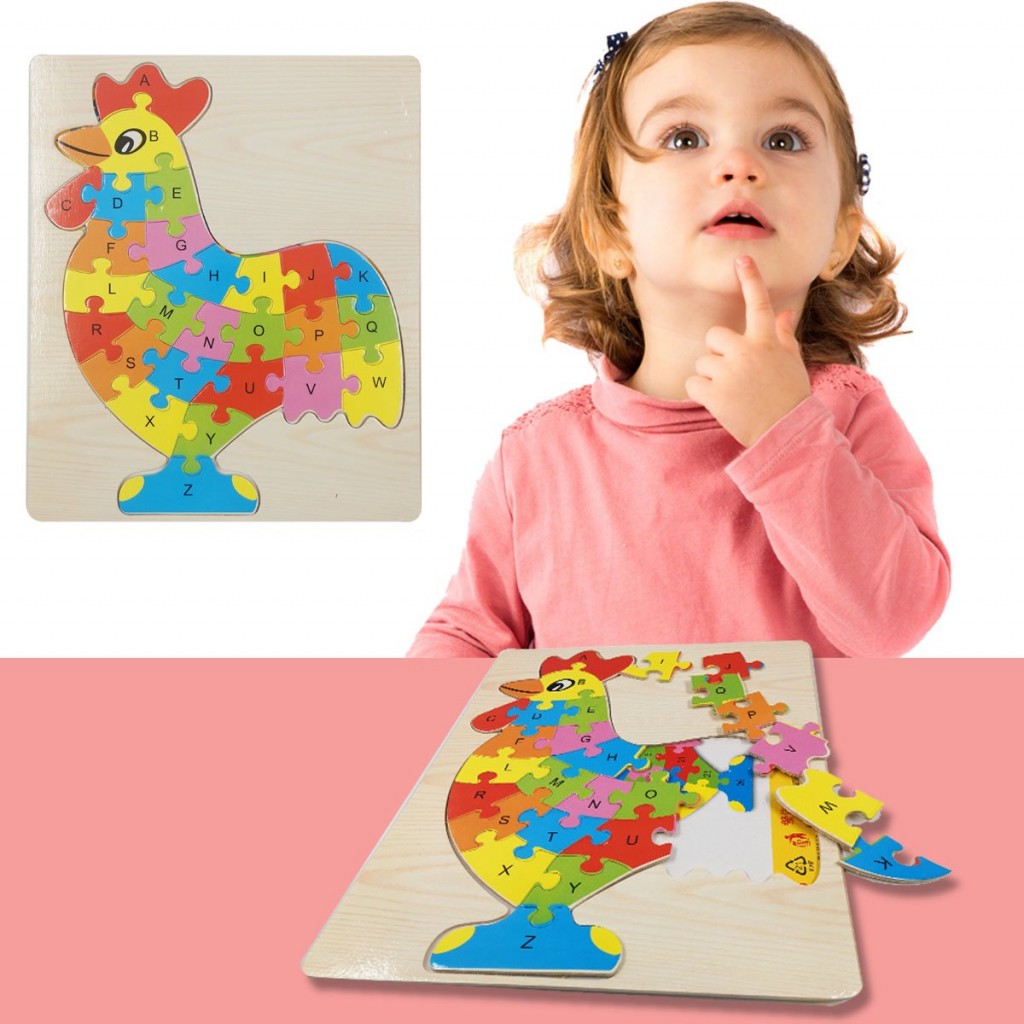 ROMPECABEZAS MADERA ANIMALES GALLO DIDÁCTICOS JUGUETERÍA NIÑOS