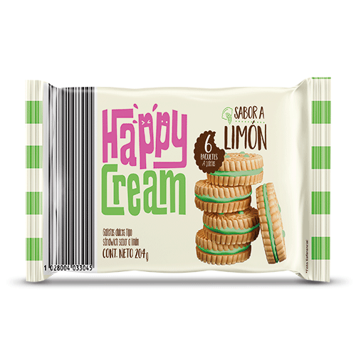 GALLETA HAPPY CREAM LIMON 6 PQ