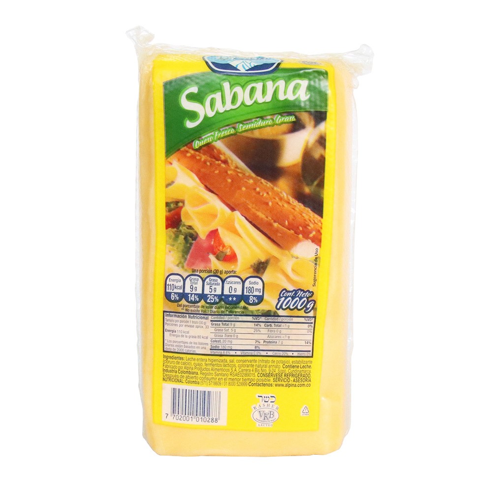 QUESO SABANA BLOQUE ALPINA x 1000GR