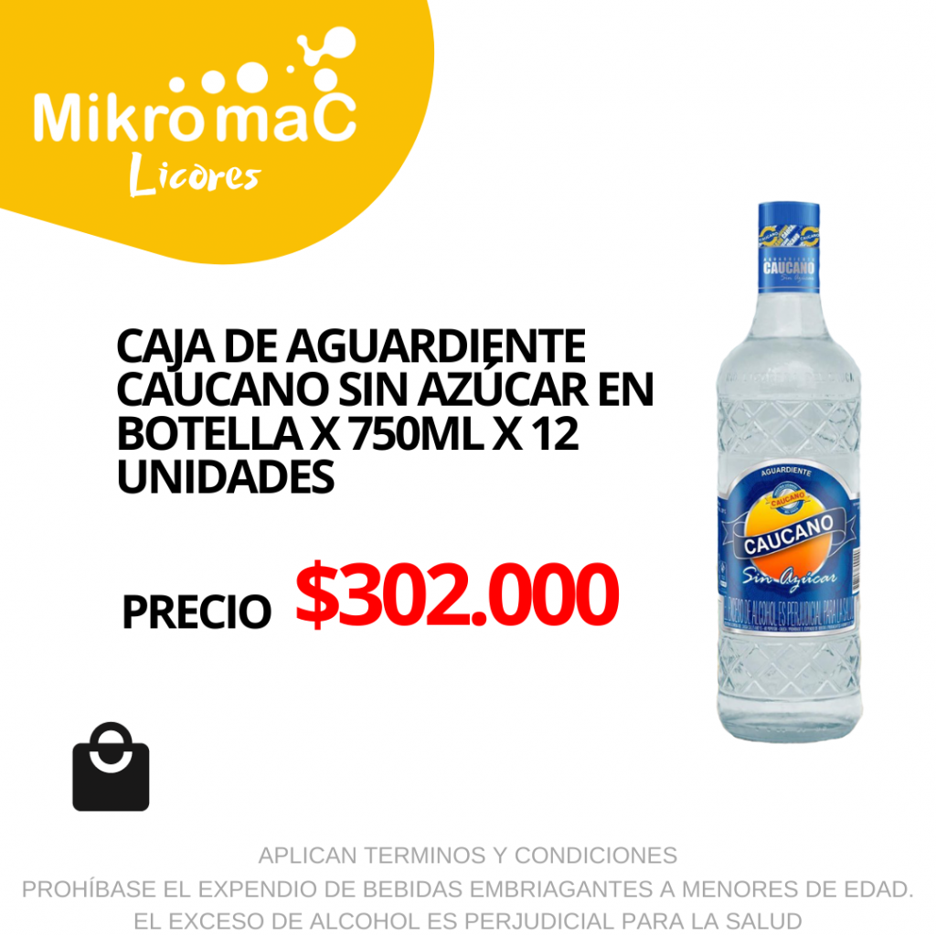 AGUARDIENTE CAUCANO SIN AZUCAR BOTELLA