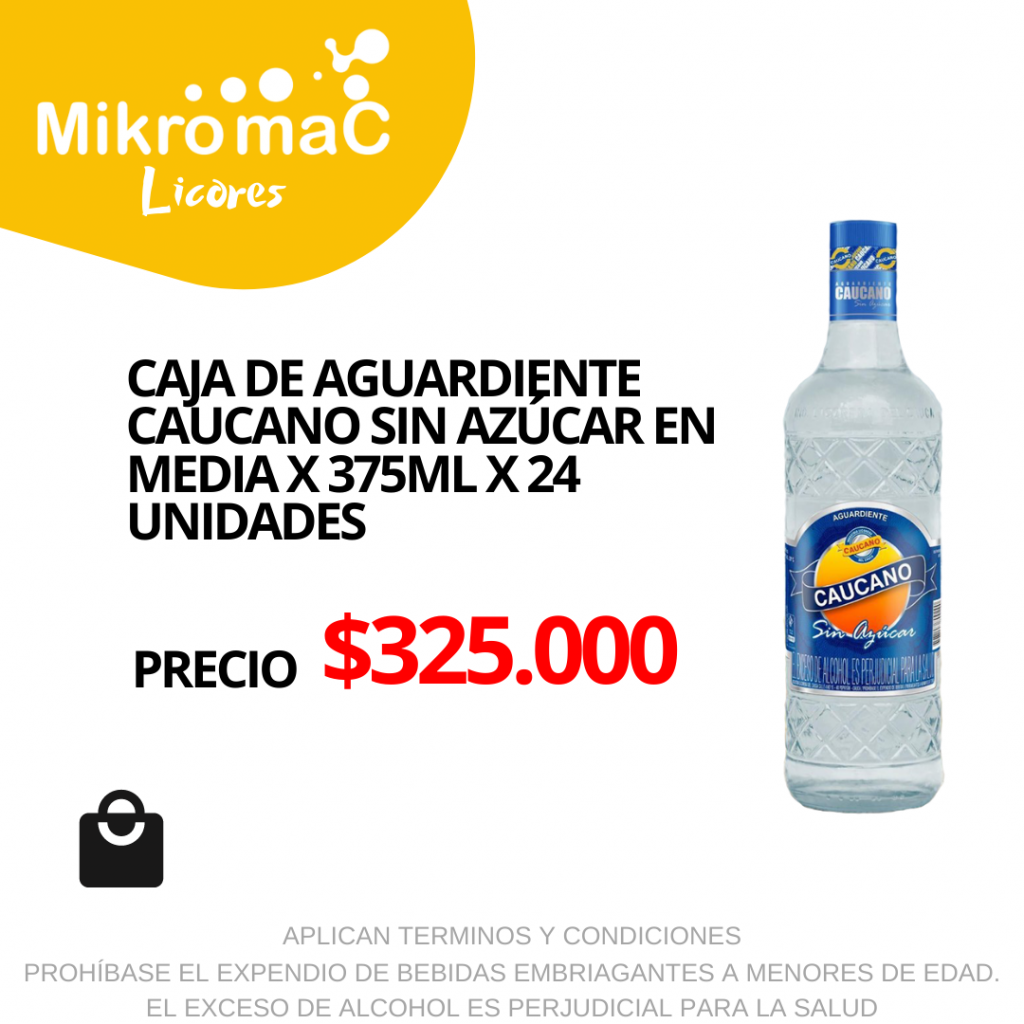 AGUARDIENTE CAUCANO SIN AZUCAR MEDIAS