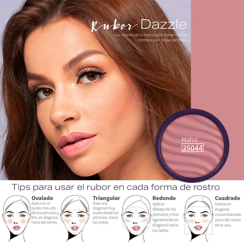 RUBOR DAZZLE COMPACTO FACIAL MALVA HND FEMENINO ROSTRO