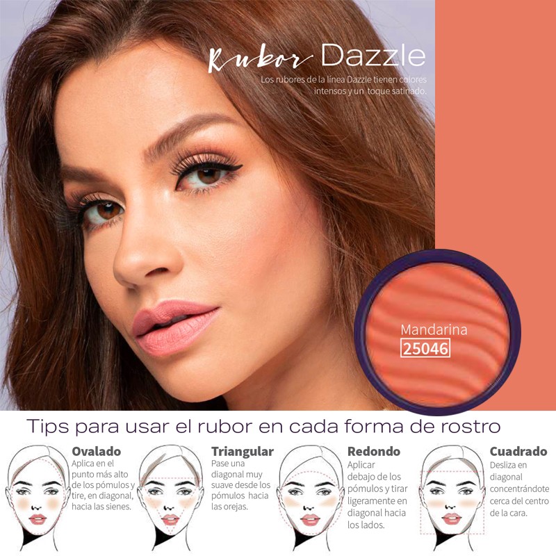 RUBOR DAZZLE COMPACTO FACIAL MANDARINA HND FEMENINO ROSTRO