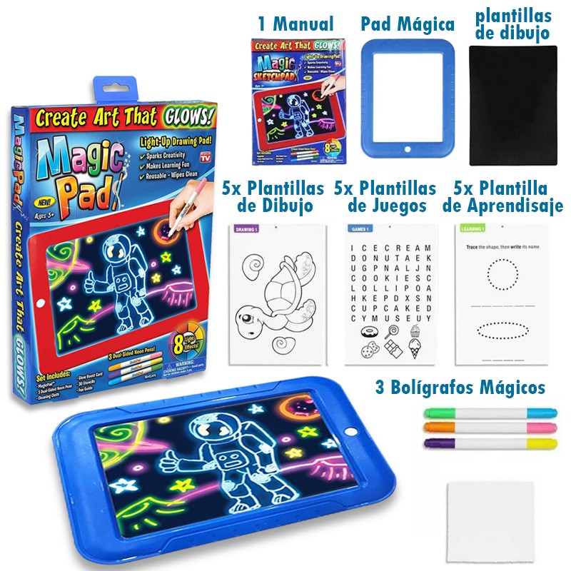 TABLETA MÁGICA DIBUJO JUGUETE DIDÁCTICO PAD AZUL