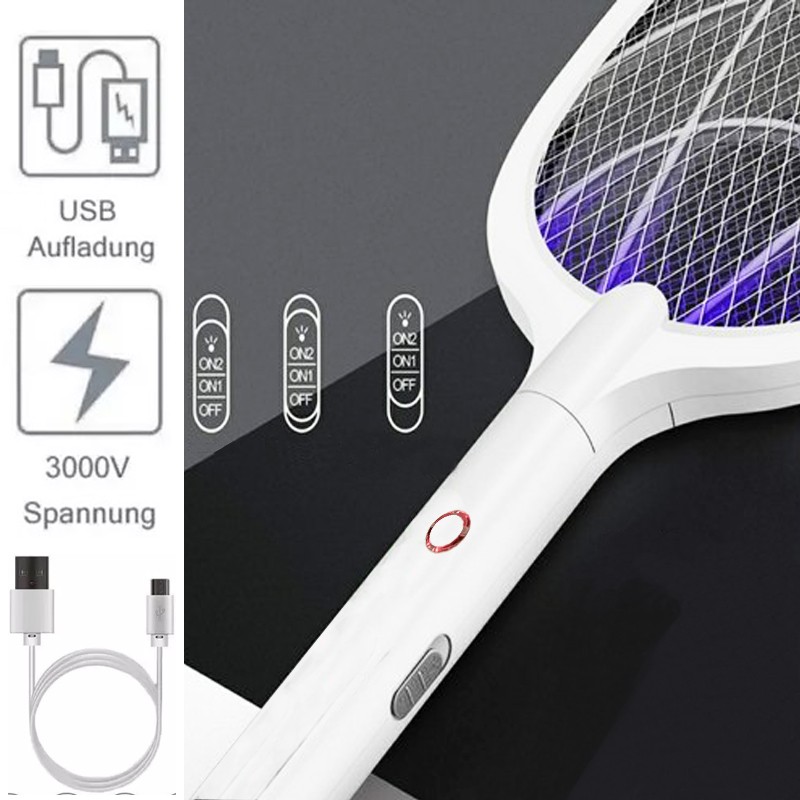 RAQUETA ELÉCTRICA MATA MOSQUITOS ELIMINA INSECTOS