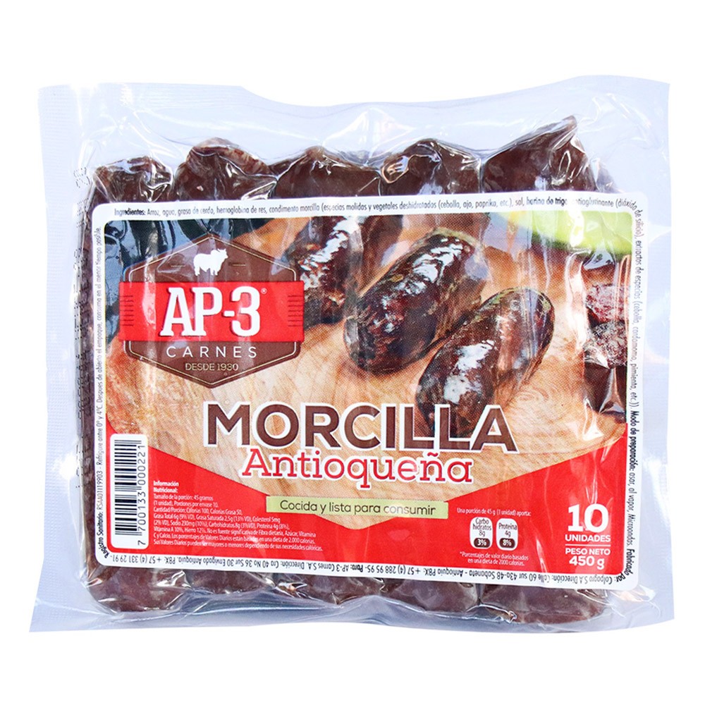 MORCILLA  x 10 UND  AP3 LAU