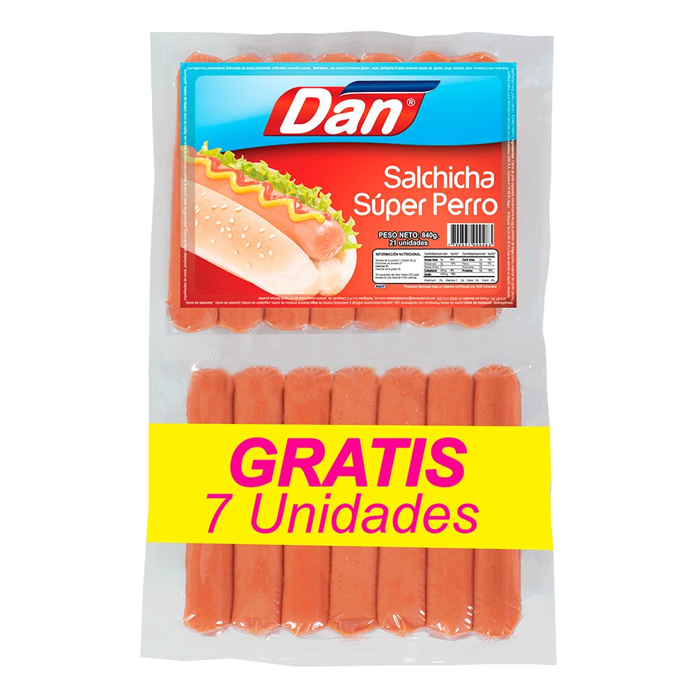 SALCHICHA SUP PERRO DAN *840 GR P14 L21