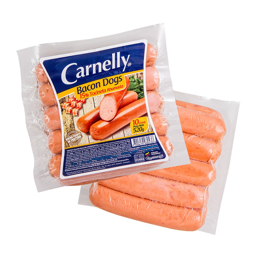 SALCHICHA BACON DOGS CARNELLY  x 520GR