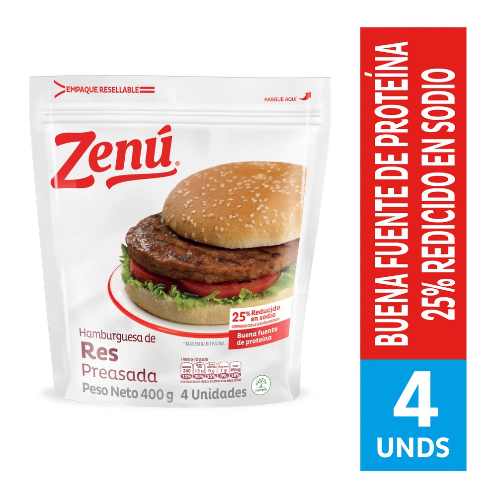 HAMBURGUESA ZENU  x 400 GRS
